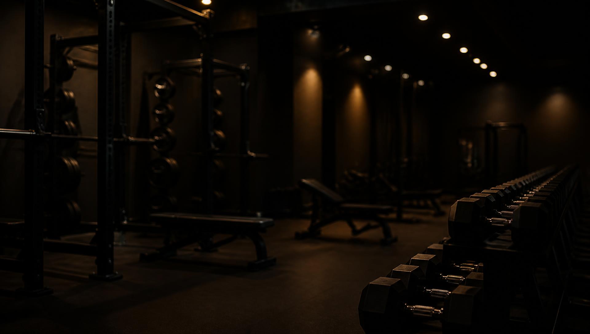Personal trainer with dumbbells in luxury gym